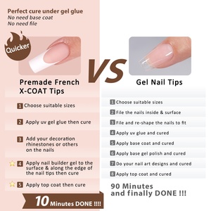 XCOATTIPS Faux Ongles en Gel Souple Longs Carrés, Couverture Complète, French Manucure X Coat, Faits à la Main, Épais, à Presser, Vente en Gros - Product Image 5