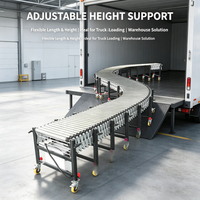 Convoyeur à rouleaux flexible motorisé en acier inoxydable 304, extensible, télescopique, réglable en hauteur, pour le chargement et le déchargement rapide des camions
