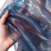 Tissu Organza 100% Polyester Irisé, Tulle Dégradé, Maille Tissée Scintillante pour Robe de Mariage, Décoration de Rideaux