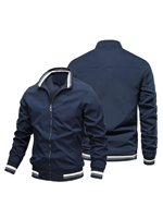 Veste pour homme, style minimaliste, fonctionnelle, 100% fibre de polyester, manches longues, couleur unie, fermeture éclair