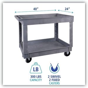 Chariot utilitaire gris à deux étagères de 40 po x 24 po - Product Image 5