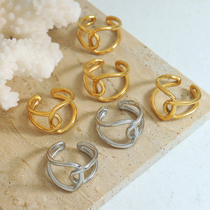 Polished Stainless Steel Geometric Knot Open Band - Product Image 2