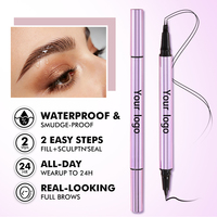 Crayon à sourcils liquide vegan double embout haute pigmentation, maquillage pour les sourcils résistant aux taches