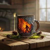 Mug en résine Meiyu Creative Bigfoot Forest Fire avec motif flamme, artisanat du Zhejiang, prix d'usine