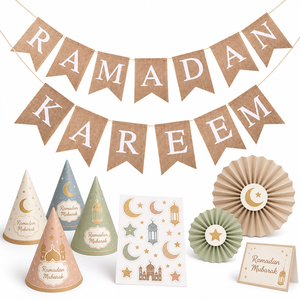Kit per Festa del Ramadan per Bambini, Striscioni e Bandierine in Lino per Decorazioni Islamiche, Ideali per Camere dei Bambini e Baby Shower - Product Image 1