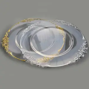 Ladesc halen Dekorieren Kunststoff Neues Design Hochzeit Kunden spezifisches Logo PS Party Moderne runde Platte Geschirr tisch Dekorative Platte