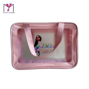 Sac cosmétique transparent portable MUYANG en gros, tailles L, M, S, avec impression de logo personnalisé, en polyéthylène - Product Image 2