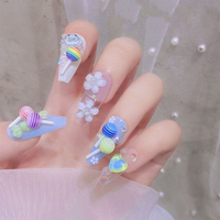 Mini Breloques en Résine Sucettes Arc-en-ciel pour Ongles, Design Bonbons Mignons et Sucrés, Bijoux 3D pour Ongles, Fournitures de Décoration Manucure DIY Style Kawaii