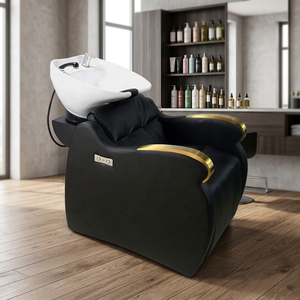 Fauteuil de lavage semi-inclinable moderne pour salon, lit de lavage blanc rembourré, station de lavage de cheveux, mobilier de spa - Product Image 4