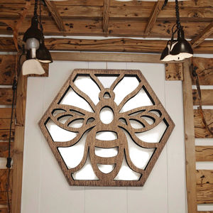 Posavasos de Madera Ecológicos Multiusos con Diseño de Panal de Abeja, Decoración Navideña, Artesanía de Madera para Colgar en <span class=keywords><strong>la</strong></span> Pared, Cajas de Madera, Letreros de Pared - Product Image 5