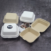 Cajas Cuadradas para Hamburguesas de Pulpa Degradable y Ecológicas, Resistentes al Agua y al Aceite, con Laminado Mate y Relieve, para Sushi