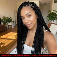 Perruque complète à dentelle non collée, la plus vendue, avec trois tresses, cheveux longs en fibre chimique, tressage au crochet teint SM9333