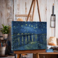 Nuit étoilée encadrée moderne sur le Rhône Reproduction de peintures à l'huile célèbres par Van Gogh Figure & Portrait