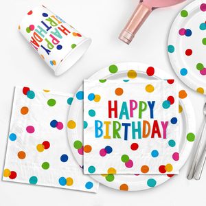 DAMAI Happy Birthday Decorations Party Supplies Set Dots Design Disposable <b>Paper</b> Plates Napkins Cup Birthday Party Tableware Set - Product Image 4