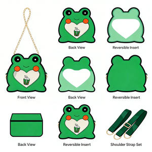 Série de sacs Ita personnalisés en gros, sac à bandoulière pour gamer girl, en forme d'oreilles de chat, de pieuvre bleue et de grenouille verte, avec fenêtre transparente - Product Image 3
