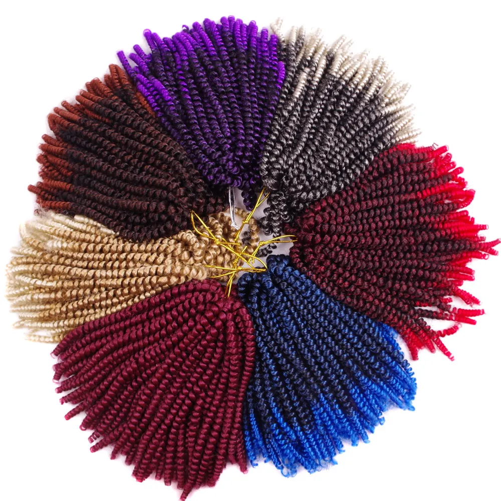 JieMei – tresses synthétiques torsadées 8 pouces, tresses torsadées, ombrées, cheveux crépus bouclés, Extensions de cheveux au Crochet, 60 racines
