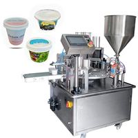 Automatische kleine papieren beker- en plastic beker vul- en sluitmachine met datumprinter en afsluitapparaat voor het verpakken van water/yoghurt