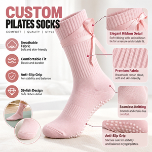 <span class=keywords><strong>Calzini</strong></span> Antiscivolo Personalizzati per Pilates e Yoga, in Cotone Spesso Traspirante con Lacci, per Donne - Product Image 2