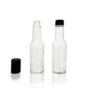 Пустая стеклянная бутылка для соуса Woozy с черными закручивающимися крышками, 5 унций, 10 унций