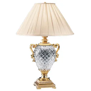 Antique Brass Table Lamp, Indian Standing Lamp2270 LED Gold Glass Bedroom Customized European Cone Light Drawing and Design