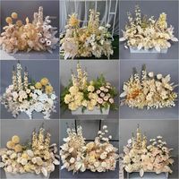 Décoration florale en gros pour allée de mariage, arrangement floral artificiel couleur Bétel pour allée de mariage, fleur de simulation pour mariage