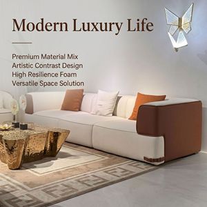Juego de Muebles de Sala de Estar Modernos y Lujosos, Sofá Modular Tapizado en Tela de Cuero, para Villa, <span class=keywords><strong>Hotel</strong></span>, Apartamento - Product Image 1