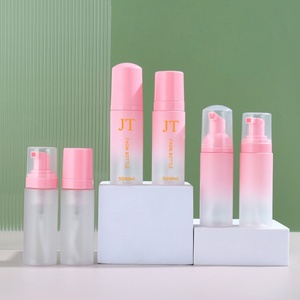Empty Cosmetic Facial Wash Cleanser 50ml 60ml pink PET Plastic Mousse Foam <b>Pump</b> <b>Bottle</b> - Product Image 1
