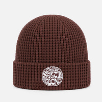Topi Rajut Waffle Akrilik Custom Bordir Logo Ski Salju Hangat Musim Dingin Luar Ruangan, Produsen Bersertifikasi BSCI
