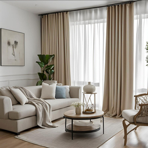 Cortinas con Ojales de 728g, 20% Lino y 80% Poliéster, Estilo Lino Pesado, <span class=keywords><strong>para</strong></span> Tiendas de Cortinas, Venta al por Mayor, Dormitorio, Sala de Estar - Product Image 2