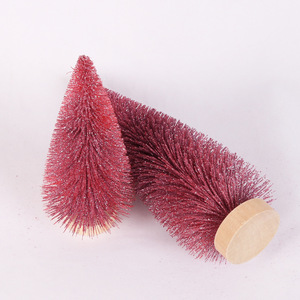 Standing Plastic Mini <b>Christmas</b> <b>Tree</b> with Rose-Red White Edged LED Lights and Pine Needle Powder Sprinkling <b>Table</b> Decorations - Product Image 1