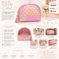 Trousse de Maquillage Intelligente à Ouverture Facile en PU - Saloveybags : Étuis Épais Tendance avec Motif Uni de Luxe pour Nettoyant Visage et Produits de Beauté
