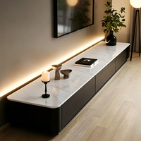 Meuble TV mural flottant de luxe moderne noir brillant pour salon, meuble de rangement multimédia pour la maison