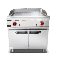 Équipement de cuisine commerciale en acier inoxydable 2/3 plat et 1/3 rainuré, cuisinière à gaz avec armoire et plaque chauffante