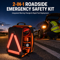 Kit d'urgence routière 2-en-1 avec triangle de signalisation réfléchissant, sac de sécurité automobile robuste, personnalisable OEM