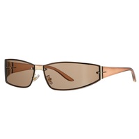 Lunettes de soleil rectangulaires vintage Y2K 8106 UV400 à monture intégrale pour le voyage et la conduite