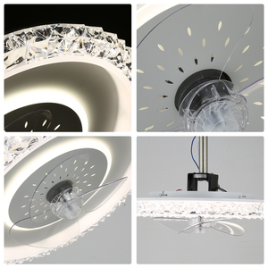 <span class=keywords><strong>Lustre</strong></span> de <span class=keywords><strong>ventilateur</strong></span> de plafond en cristal <span class=keywords><strong>blanc</strong></span> moderne avec éclairage en acrylique et en fer intégré à distance pour une utilisation dans une pièce - Product Image 5