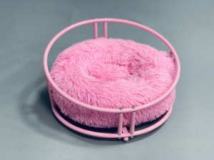 Pink Soft Luxury Plush Pet Cushion Round Cat <strong>Dog</strong> <strong>Bed</strong> Kennel with <strong>Metal</strong> Frame Pet Nest - Product Image 3