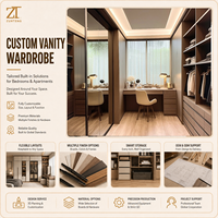 Dressing intégré Imperial Zunteng en bois foncé avec miroir pour espace intérieur de chambre principale de manoir moderne, plan de décoration