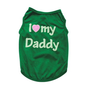 Gran oferta de ropa para perros I Love My Daddy,I Love My Mommy Dog Cat Costume Dog T-shirt para cachorros pequeños - Product Image 6