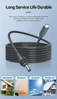 Cable DC 5521 Macho a Tipo-C, Cable de Alimentación DC Impermeable, Cable de Carga Mini DC 5.5x2.1mm a USB-C para Equipos de Exterior
