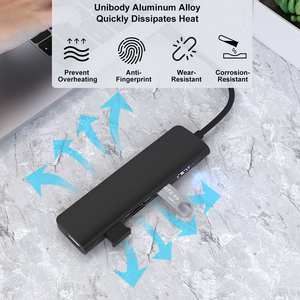 Adaptateur multiport USB C 4K HDTV Lecteur de carte SD/TF USB3.0 USB2.0 Port USB Type C 6 en 1 Station d'accueil avec <span class=keywords><strong>Mac</strong></span> <span class=keywords><strong>M1</strong></span>, M2, M3, iPad - Product Image 6