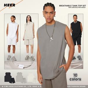 Gilet con stampa personalizzata Hip Hop all'ingrosso da uomo girocollo Streetwear in cotone due pezzi canottiera Set corto - Product Image 2