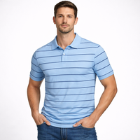 Chemise de golf personnalisée de luxe de haute qualité, extensible dans 4 directions, imprimé rayé, 89% nylon, 11% élasthanne, avec logo brodé