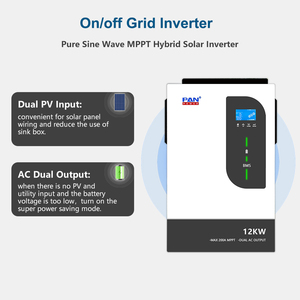 Convertisseur de puissance à onde sinusoïdale pure haute efficacité 12 kW monophasé 48 V CC vers 220 V CA pour la sauvegarde d'énergie solaire domestique - Product Image 2