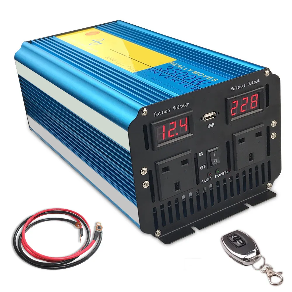 Inverter daya gelombang sinus murni 3,5kva 7kW DC 12V ke AC 230V untuk peralatan rumah tangga