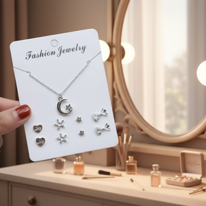 Vendita calda minimalista oro rosa set di gioielli di moda Trending Clip-On orecchini con fiocco croce di perle in acciaio inox all'ingrosso - Product Image 3