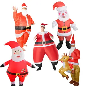 Fantasia inflável de Papai Noel, fantasia engraçada para decoração de Natal, cosplay inflável para festa de Papai Noel
