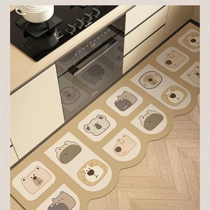 Tapis de cuisine en terre de diatomée anti-graisse, motif dessin animé, séchage rapide, résistant à l'usure, absorbant, tapis long pour évier - Product Image 5