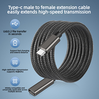 Cable de Extensión Tipo C de Carga Súper Rápida para Laptop, Cable Trenzado USB 3.2 de Nailon PD 60W para iPhone 18 Pro Max