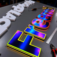 Enseigne lumineuse LED RGB extérieure personnalisée, lettres 3D en acrylique rétroéclairées, étanches IP65, lettres de canal publicitaires pour enseignes de devanture